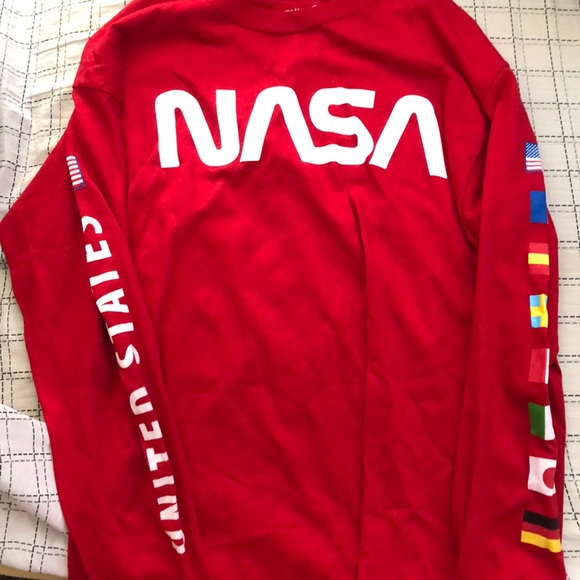 red nasa long sleeve shirt